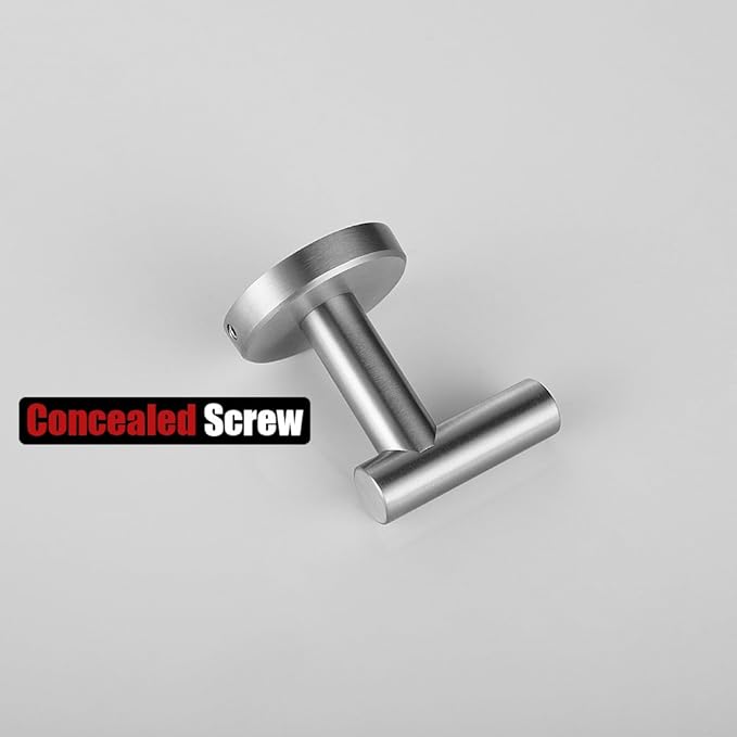 JQK Bathroom Towel Hook, Coat Robe Clothes Bath Wall Hooks for Kitchen Garage SUS 304 Stainless Steel Thick 0.8mm, 4 Pack Brushed Finish, TH100-BN-P4