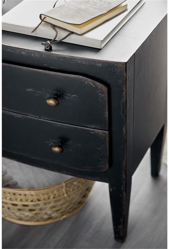 Hooker Furniture Ciao Bella Two-Drawer Wood Nightstand in Distressed Black