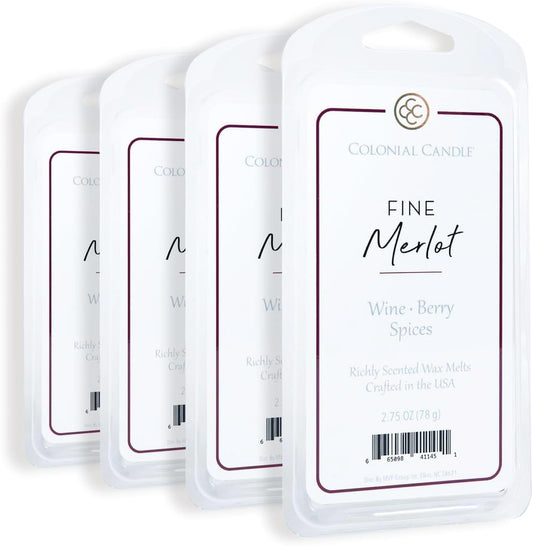Colonial Candle Fine Merlot Wax Melts, Wax Melt Warmer Cubes, Long Lasting Scented Wax Warmer Cubes, 4 Pack, 6 Cubes Each - Made in The USA