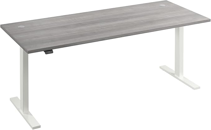 Bush Business Furniture 72-inch Electric Height Adjustable Standing Desk, Ergonomic Sit-Stand Computer Table for Home and Professional Office, Move 60 Series, Platinum Gray with White Base