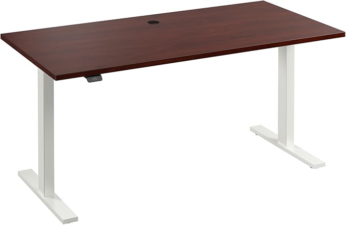 Bush Business Furniture 60-inch Electric Height Adjustable Standing Desk, Ergonomic Sit-Stand Computer Table for Home and Professional Office, Move 60 Series, Hansen Cherry with White Base