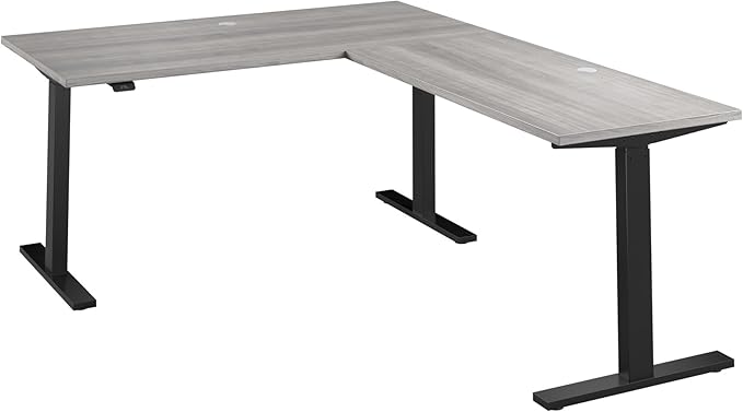 Bush Business Furniture 60-inch Height Adjustable L Shaped Standing Desk, Electric Sit-Stand Corner Computer Table, Ergonomic Office, Move 60 Series, Platinum Gray with Black Base
