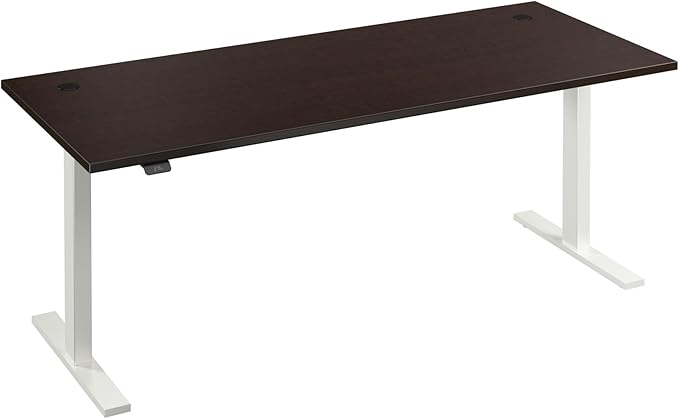 Bush Business Furniture 72-inch Electric Height Adjustable Standing Desk, Ergonomic Sit-Stand Computer Table for Home and Professional Office, Move 60 Series, Mocha Cherry with White Base