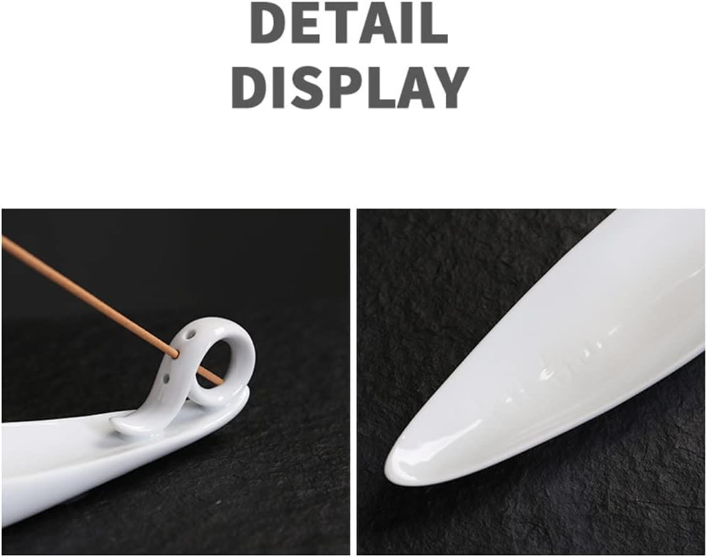 9" Length Incense Stick Holder with 3 Holes, White Porcelain Incense Tray Ash Cather for Spa, Meditation Room, Yoga, Home, Office (White)