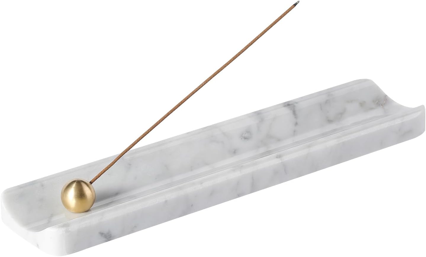Koville Italian Carrara Natural Marble Incense Holder, Incense Holders for Sticks, Incense Burner Holder, Ideal for Meditation and Relaxing, Easy to Clean(Bianco Carrara)