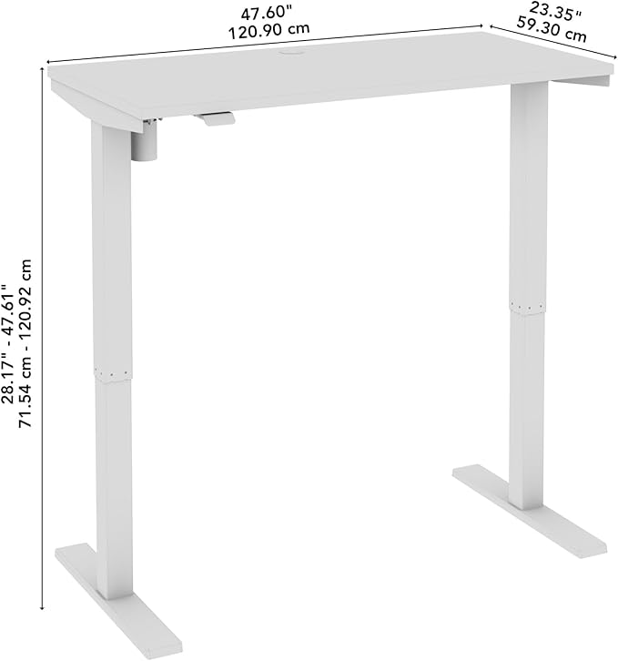 Bush Business Furniture 48-inch Electric Height Adjustable Standing Desk, Ergonomic Sit-Stand Computer Table for Home and Professional Office, Move 40 Series, Natural Elm with White Base