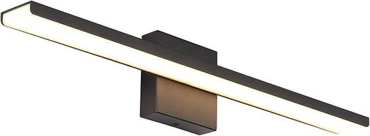JUSHENG Modern Black Bathroom Vanity Light Fixtures 24" Inch Long Industrial Aluminum LED Bath Wall Light Lamps Over Mirror in Hallway Bedroom Lighting Matte Black 24W 3000K