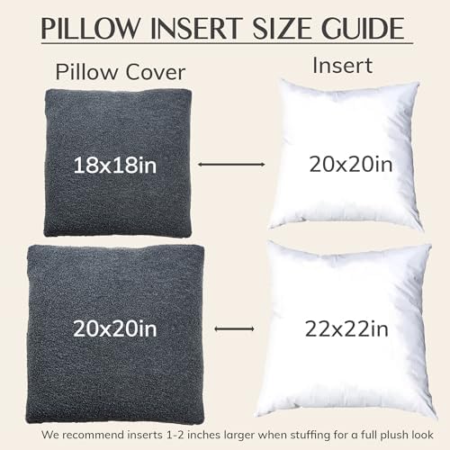 SAMIAH LUXE Grey Teddy Boucle Pillow Covers 18x18 2pcs for Home Living Room Decor, Sherpa Textured Decorative Throw Pillow Covers for Boho Decor, Square Throw Cushion Euro Shams for Modern Farmhouse