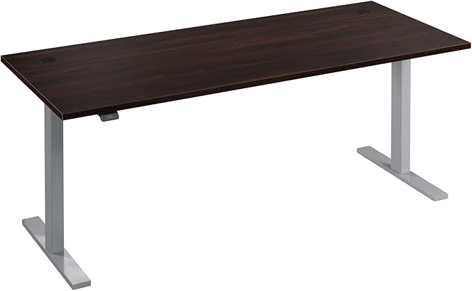 Bush Business Furniture 72-inch Electric Height Adjustable Standing Desk, Ergonomic Sit-Stand Computer Table for Home and Professional Office, Move 60 Series, Black Walnut with Metallic Gray Base