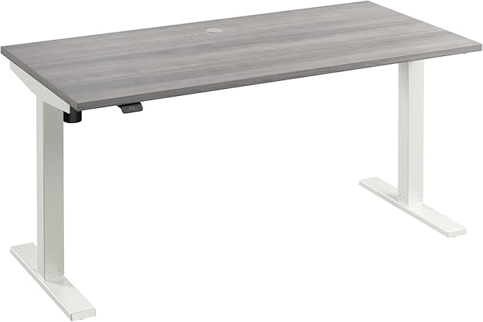 Bush Business Furniture 60-inch Electric Height Adjustable Standing Desk, Ergonomic Sit-Stand Computer Table for Home and Professional Office, Move 40 Series, Platinum Gray with White Base