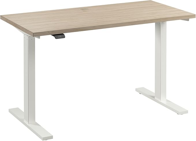 Bush Business Furniture 48-inch Electric Height Adjustable Standing Desk, Ergonomic Sit-Stand Computer Table for Home and Professional Office, Move 60 Series, Natural Elm with White Base