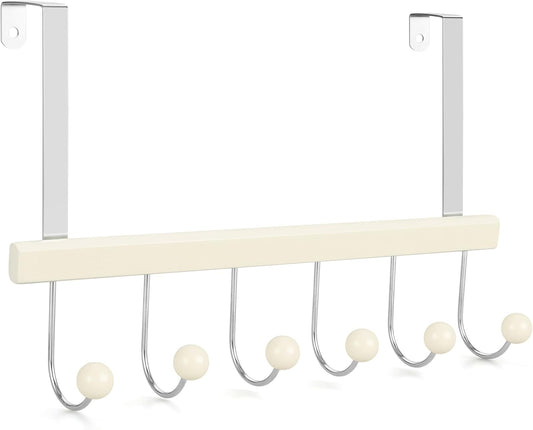 TOPIA HANGER Over The Door Hooks for Hanging, Towel Hooks Towel Racks for Bathroom, Coat Hooks Coat Rack Over The Door Organizer Hanging, Wooden Door Hangers for Coat Towel Hat Purse CT71W