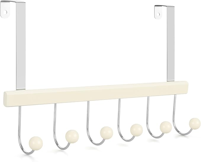 TOPIA HANGER Over The Door Hooks for Hanging, Towel Hooks Towel Racks for Bathroom, Coat Hooks Coat Rack Over The Door Organizer Hanging, Wooden Door Hangers for Coat Towel Hat Purse CT71W