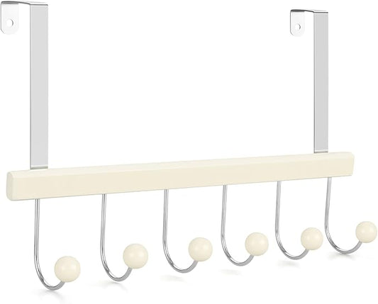 TOPIA HANGER Over The Door Hooks for Hanging, Towel Hooks Towel Racks for Bathroom, Coat Hooks Coat Rack Over The Door Organizer Hanging, Wooden Door Hangers for Coat Towel Hat Purse CT71W