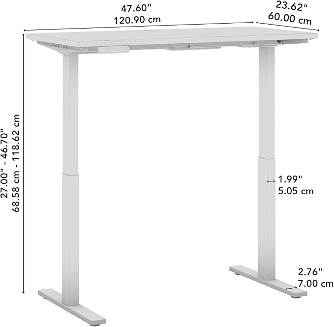 Bush Business Furniture 48-inch Electric Height Adjustable Standing Desk, Ergonomic Sit-Stand Computer Table for Home and Professional Office, Move 60 Series, Platinum Gray with Metallic Gray Base