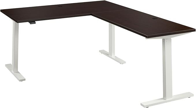 Bush Business Furniture 60-inch Height Adjustable L Shaped Standing Desk, Electric Sit-Stand Corner Computer Table, Ergonomic Office, Move 60 Series, Mocha Cherry with White Base