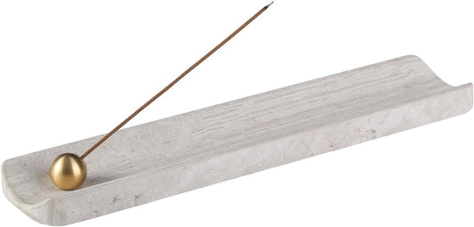 Koville Natural Marble Incense Holder, Incense Holders for Sticks, Incense Burner Holder, Ideal for Meditation and Relaxing, Easy to Clean(White Wooden)
