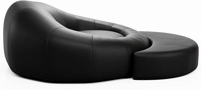 Seatcraft Italian Leather Cuddle Home Theater Seat, Living Room, Black
