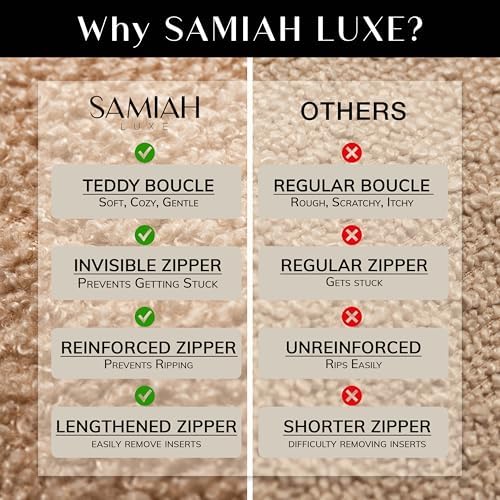 SAMIAH LUXE Grey Teddy Boucle Pillow Covers 20x20 2pcs for Home Living Room Decor, Sherpa Textured Decorative Throw Pillow Covers for Boho Decor, Square Throw Cushion Euro Shams for Modern Farmhouse