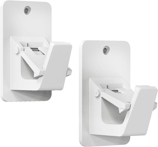 Adhesive No Drill Curtain Rod Brackets - Heavy Duty 30LB Holders for Bathroom Bedroom Kitchen, Universal Damage-Free Window Rod Hooks with Nail-Free Installation (2PC White)