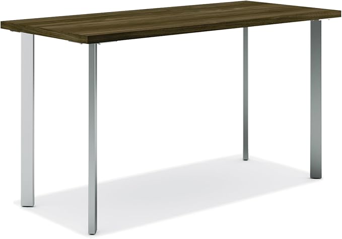 HON Coze Home Office Desks, Sturdy Table Computer Desk, 42", Walnut Top, Silver Base
