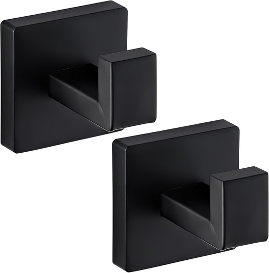 Towel Hooks for Bathrooms, Heavy Duty Wall Mounted Stainless Steel Modern Hook, 4 Pack – Ideal for Hanging Towels, Robes, Coats, in Kitchen, Bedroom, Bathroom, or Hotel (2, Matte Black)