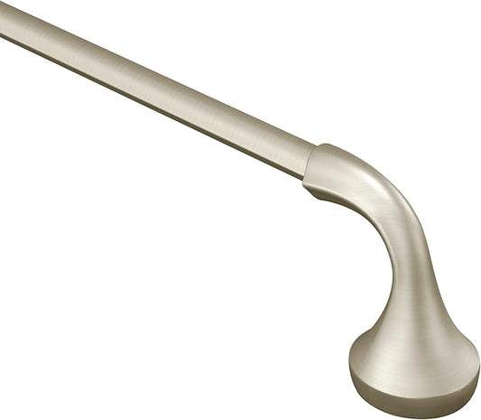 Moen YB2818BN Eva Collection Transitional 18-Inch Wall-Mounted Single-Towel Bar, Hand Towel Storage Rod in Brushed Nickel for Bathroom