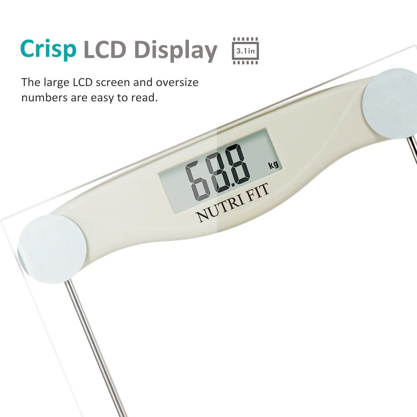 Bathroom Scale for Body Weight, NUTRI FIT Digital Weighing Scale Accurate Electric Weight Loss Watcher Scale, 330 lb Capacity, Step on Technology with AAA Batteries, Birthday Gifts