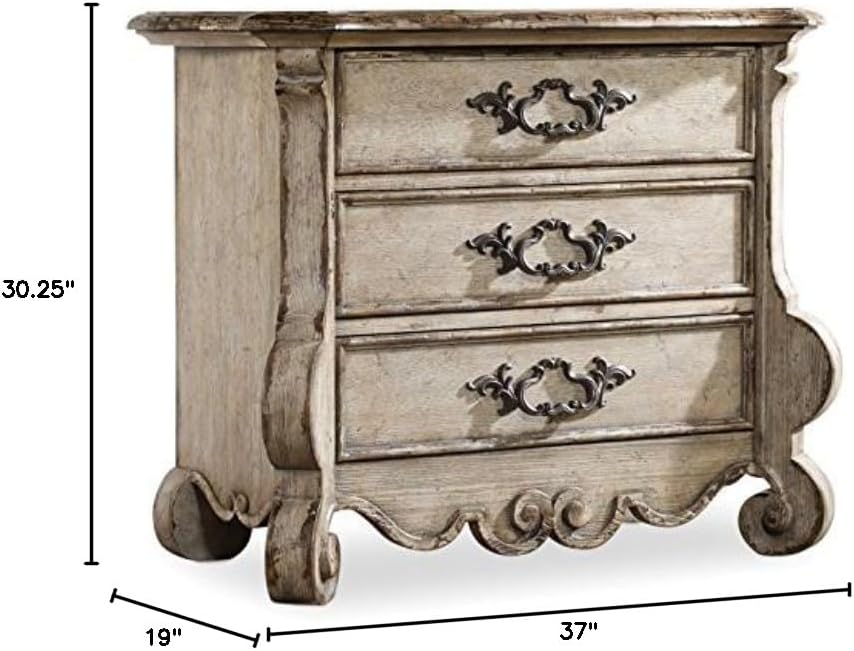 Hooker Furniture Chatelet 3 Drawer Nightstand in Distressed Vintage White