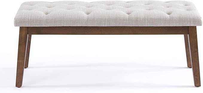 HUIMO Bedroom Bench for End of Bed, Upholstered Dining Seat for Kitchen, Button-Tufted Ottoman Bench for Entryway and Living Room, Beige