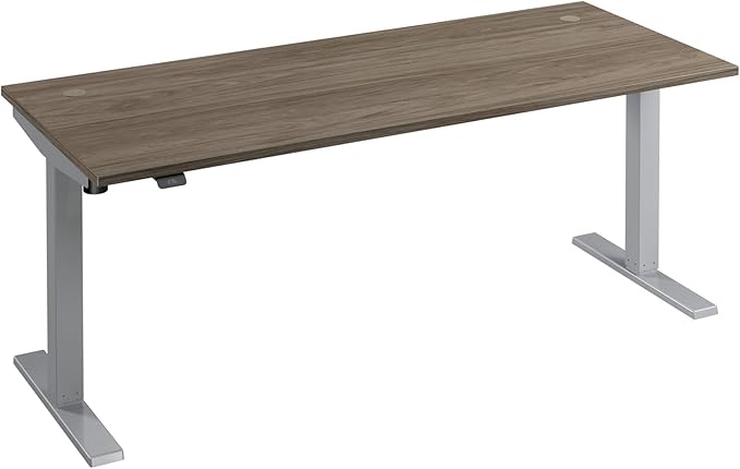 Bush Business Furniture 72-inch Electric Height Adjustable Standing Desk, Ergonomic Sit-Stand Computer Table for Home and Professional Office, Move 40 Series, Modern Hickory with Metallic Gray Base