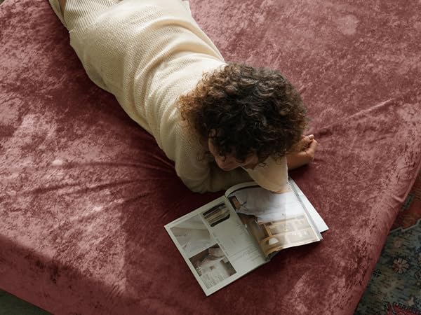 PHF Truly Velvet Fitted Sheet Only California King Size, Luxury Super Soft Cozy Fuzzy Fleece Bottom Sheet with Deep Pocket Up to 16", Suitable for Fall Winter Spring, No Pillowcases, Rust Red