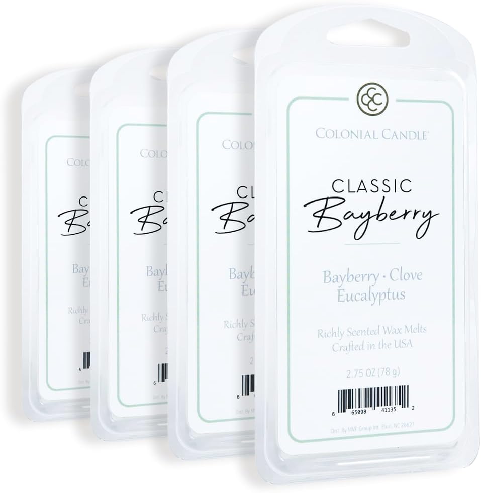 Colonial Candle Bayberry Scented Wax Melts, Wax Melt Warmer Cubes, Long Lasting Scented Wax Warmer Cubes, 4 Pack, 6 Cubes Each - Made in The USA