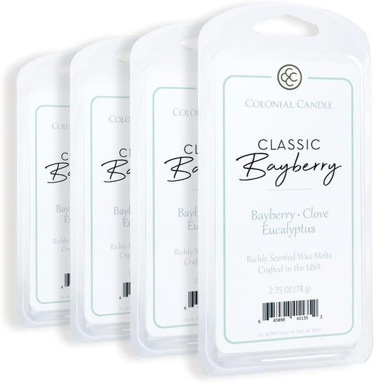 Colonial Candle Bayberry Scented Wax Melts, Wax Melt Warmer Cubes, Long Lasting Scented Wax Warmer Cubes, 4 Pack, 6 Cubes Each - Made in The USA