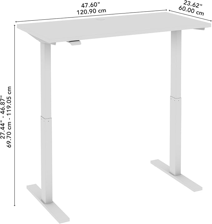 Bush Business Furniture 48-inch Electric Height Adjustable Standing Desk, Ergonomic Sit-Stand Computer Table for Home and Professional Office, Move 60 Series, Storm Gray with White Base