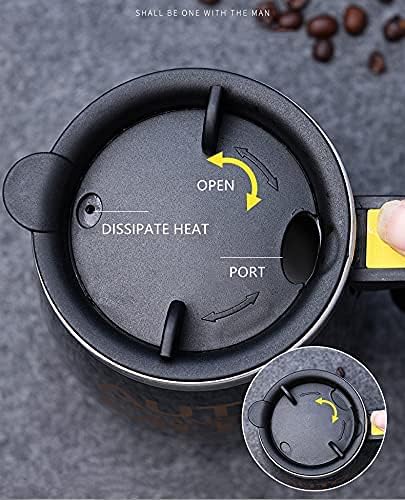 Self Stirring Mug Auto Self Mixing Stainless Steel Cup for Coffee/Tea/Hot Chocolate/Milk Mug for Office/Kitchen/Travel/Home -450ml/15oz The best gift（black）