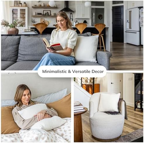 SAMIAH LUXE Cream Teddy Boucle Pillow Covers 18x18 2pcs for Home Living Room Decor, Sherpa Textured Decorative Throw Pillow Covers for Boho Decor, Square Throw Cushion Euro Shams for Modern Farmhouse