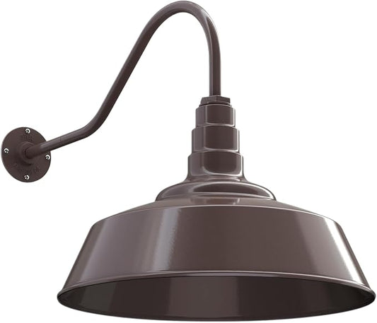 Steel Lighting Co. Redondo Barn Light | Outdoor Wall Mounted | 20 inch Dome | 23 inch Gooseneck | Large Farmhouse Warehouse Light Made in America | Dark Bronze Exterior/Dark Bronze Interior