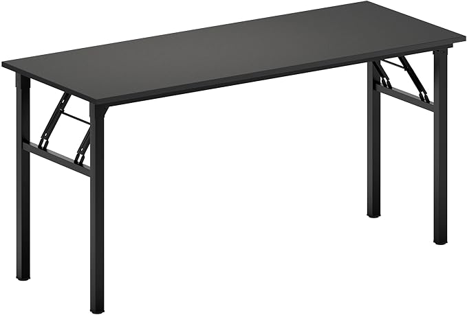 DlandHome Computer Desk, 59.8Inch Office Desk Computer Table, Study Writing Study Desk for Home Office, Black and Black
