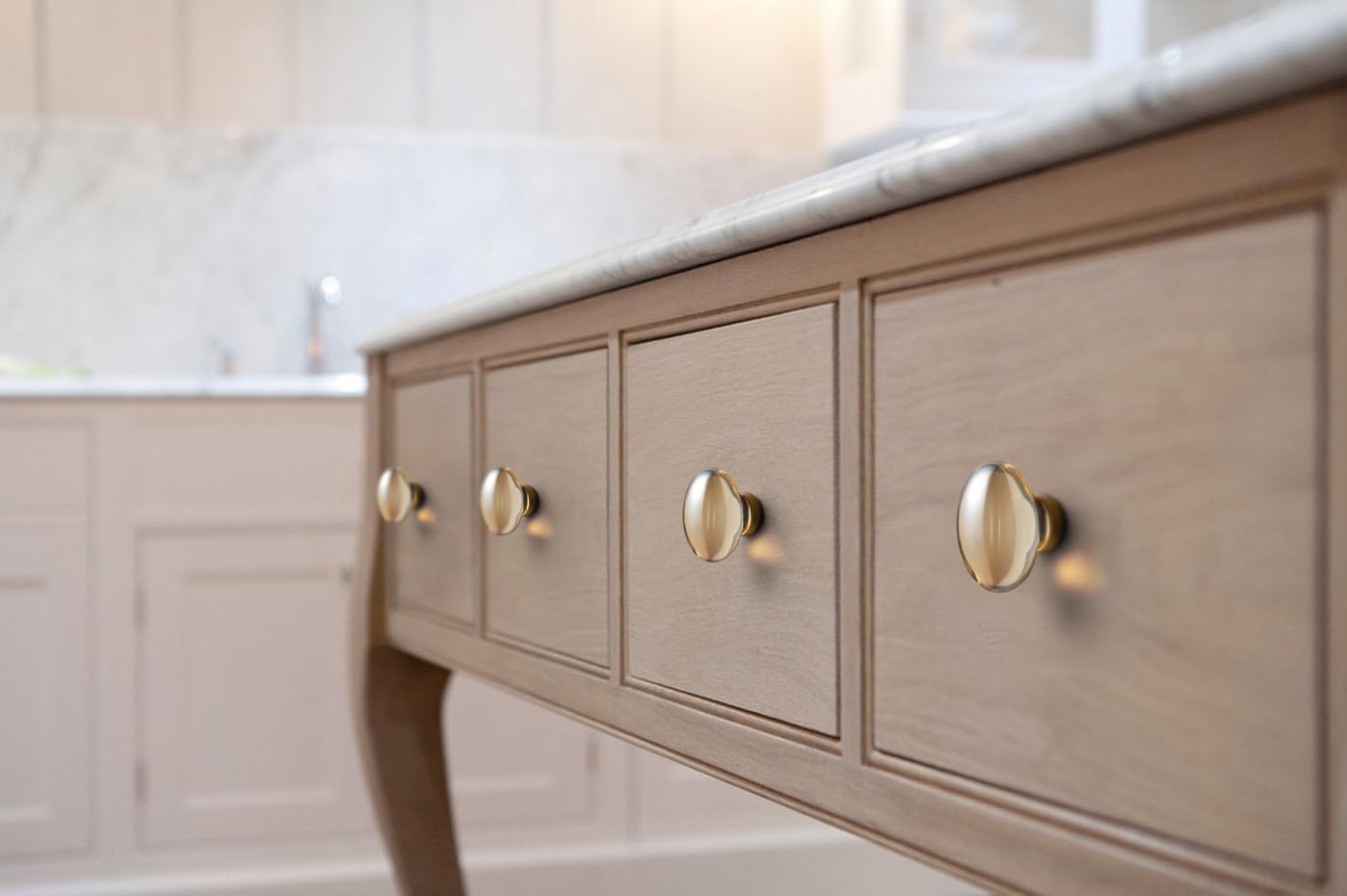 Goo-Ki Champagne Crystal Cabinet Handls-Zinc Alloy Base with Acrylic Drawer Knobs,6 Pack