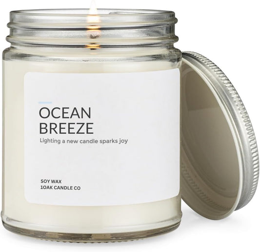 1OAK Soy Wax Ocean Candle (Ocean Breeze) - Beach Candle - Ocean Themed Candles - Summer Candles for Home - Home Scented - Hand-Poured (7oz.)