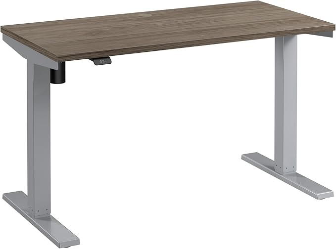 Bush Business Furniture 48-inch Electric Height Adjustable Standing Desk, Ergonomic Sit-Stand Computer Table for Home and Professional Office, Move 40 Series, Modern Hickory with Metallic Gray Base