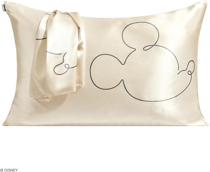 Kitsch Disney Mickey Mouse Satin Pillowcase with Zipper Softer Than Silk, Cooling Pillow Case for Hair & Skin, Wrinkle-Free, Washable, Queen/Standard (19x26)