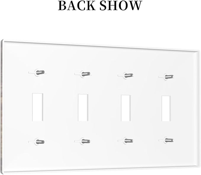 Rustic Brown Wood Natural Wooden Light Switch Covers Quad Toggle 4 Gang Wall Plate Decorative Switch Plates Electrical Faceplate for Bedroom Home Decor