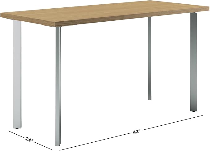 HON Coze Home Office Desks, Sturdy Table Computer Desk, 42", Natural Recon Top, Silver Base