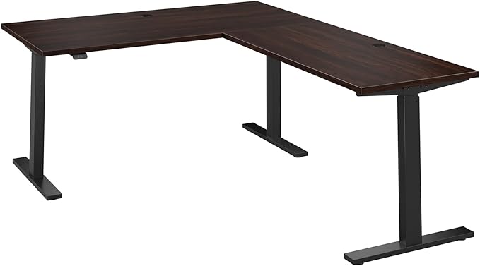 Bush Business Furniture 60-inch Height Adjustable L Shaped Standing Desk, Electric Sit-Stand Corner Computer Table, Ergonomic Office, Move 60 Series, Black Walnut with Black Base