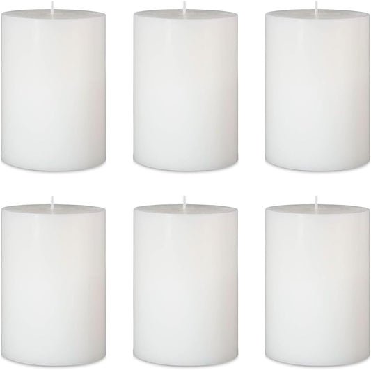 6 Packs 2.75x3.25 Inch White Pillar Candles, Unscented Dripless Non-Toxic Smokeless Clean Long Lasting Burning Cylinder Candles for Home Dinner Table Decoration Emergency Power Outage