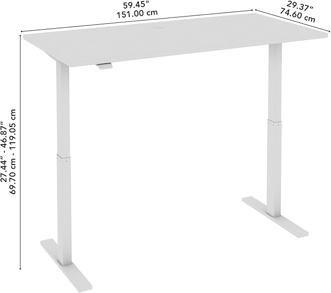 Bush Business Furniture 60-inch Electric Height Adjustable Standing Desk, Ergonomic Sit-Stand Computer Table for Home and Professional Office, Move 60 Series, Platinum Gray with White Base