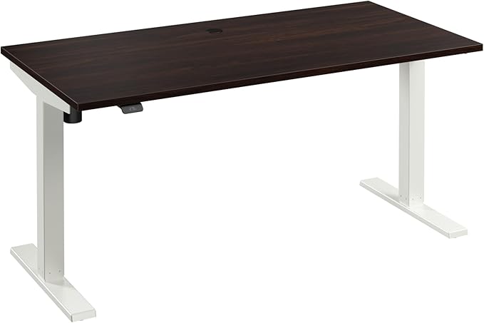Bush Business Furniture 60-inch Electric Height Adjustable Standing Desk, Ergonomic Sit-Stand Computer Table for Home and Professional Office, Move 40 Series, Black Walnut with White Base