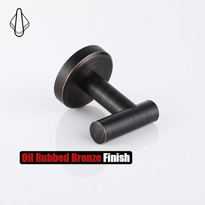 JQK Bathroom Towel Hook Oil Rubbed Bronze, 304 Stainless Steel 0.8mm Coat Robe Clothes Hook for Bathroom Kitchen Garage Wall Mounted (Pack of 2), TH100-ORB-P2